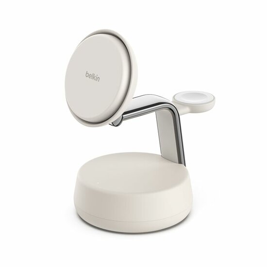 Belkin UltraCharge Pro 3 in 1 opvouwbare MagSafe lader met Qi2 25 watt beige