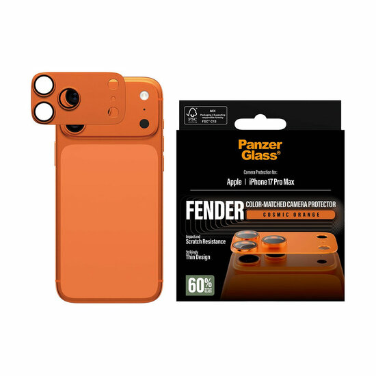 PanzerGlass Fender iPhone 17 Pro Max camera protector oranje