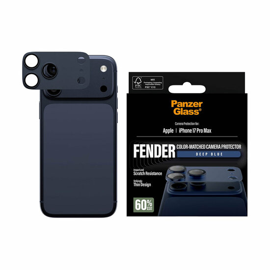PanzerGlass Fender iPhone 17 Pro Max camera protector blauw