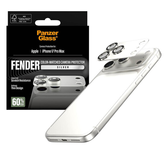 PanzerGlass Fender iPhone 17 Pro Max camera protector zilver
