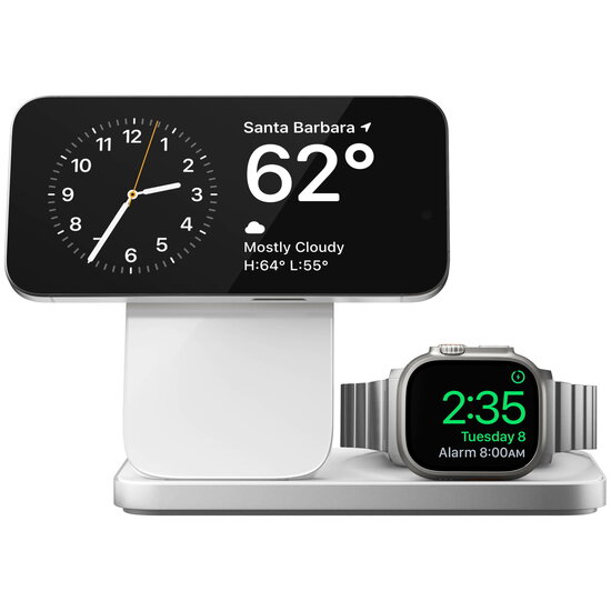 Nomad Stand One Max  3 in 1 25 watt MagSafe oplader zilver