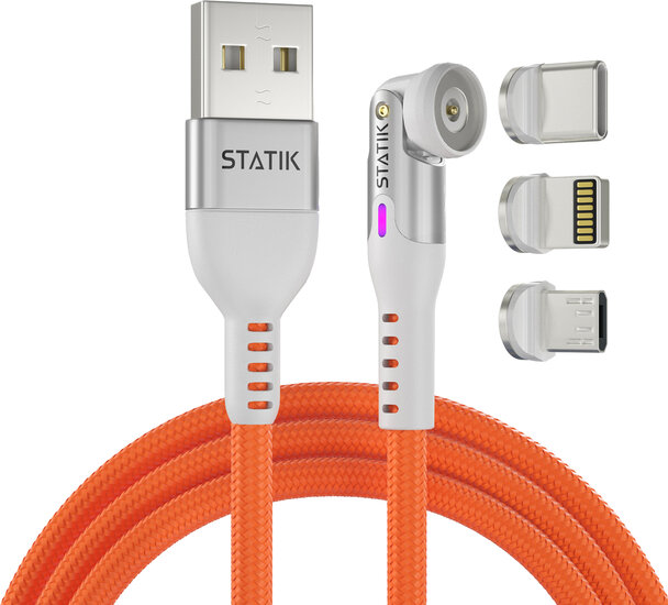 Statik 360 universele magnetische kabel 200 cm oranje