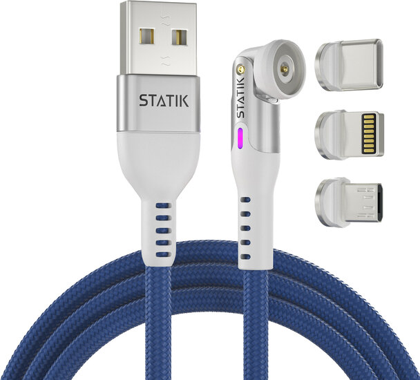 Statik 360 universele magnetische kabel 200 cm blauw