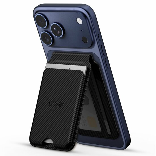TechProtection MagSafe stand wallet portemonnee hoesje carbon