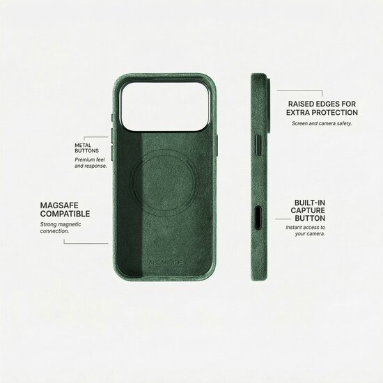 Alcanside Alcantara iPhone 17 Pro hoesje groen