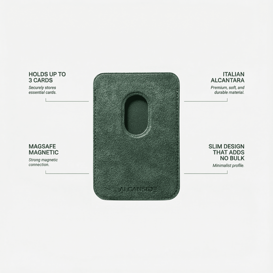 Alcanside Alcantara MagSafe Wallet kaarthouder groen