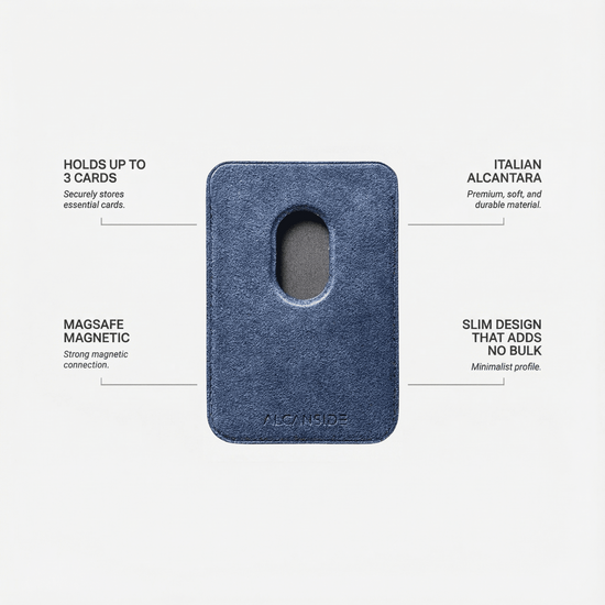 Alcanside Alcantara MagSafe Wallet kaarthouder ocean blauw