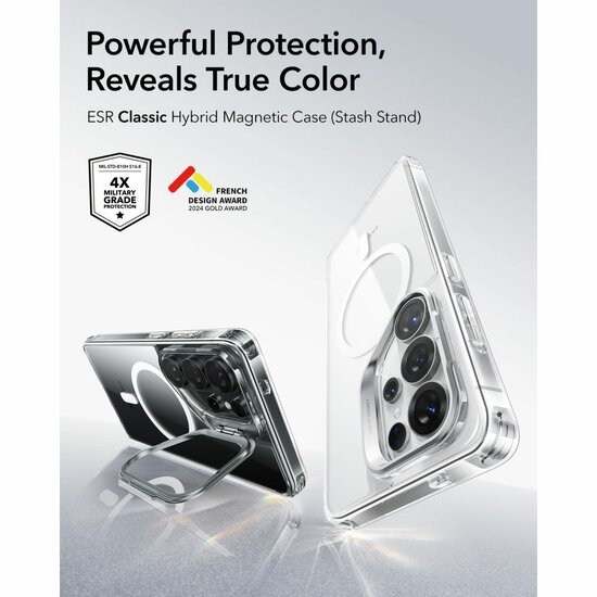 ESR Classic Hybrid Kickstand MagSafe Galaxy S26 Ultra hoesje transparant