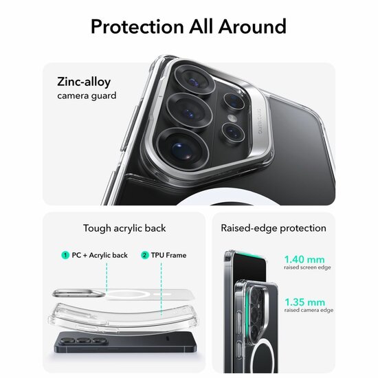 ESR Classic Hybrid Kickstand MagSafe Galaxy S26 Ultra hoesje transparant