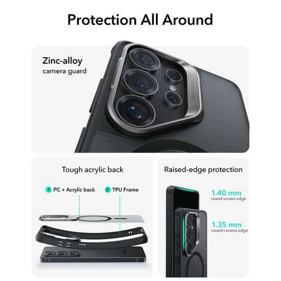 ESR Classic Hybrid Kickstand MagSafe Galaxy S26 Ultra hoesje frosted zwart