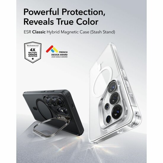 ESR Classic Hybrid Kickstand MagSafe Galaxy S26 Ultra hoesje frosted zwart