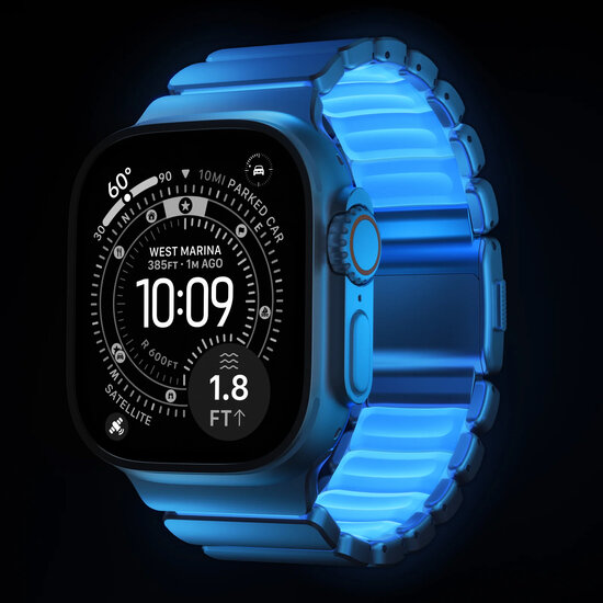 Nomad Stratos Band titanium Apple Watch 49 / 46 / 45 mm bandje natural / icy blue