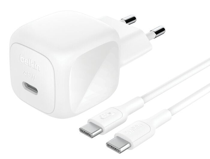 Belkin BoostCharge USB-C 45 watt GaN oplader wit met USB-C kabel