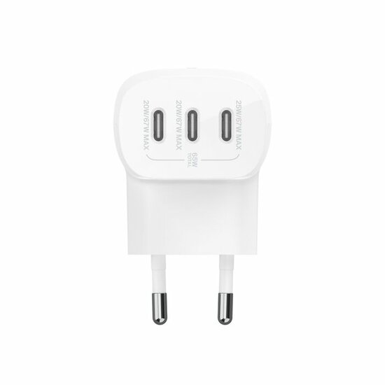 Belkin BoostCharge USB-C 67 watt GaN oplader met 3 poorten en USB-C kabel
