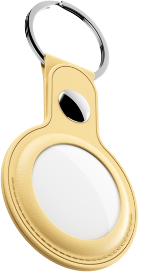 KeyBudz AirTag Leather Keyring hanger geel