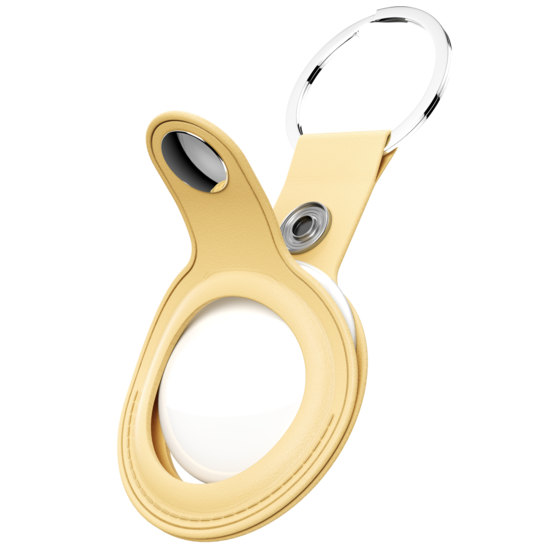 KeyBudz AirTag Leather Keyring hanger geel