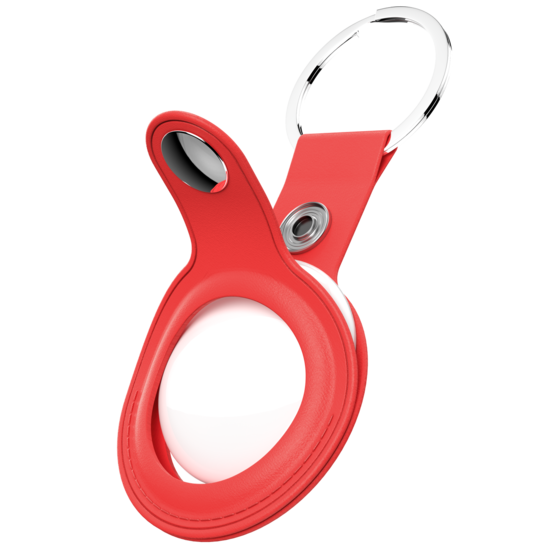 KeyBudz AirTag Leather Keyring hanger rood