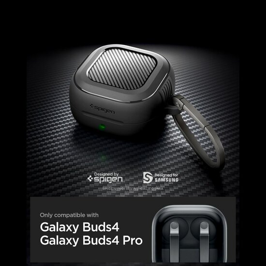 Spigen Rugged Armor Galaxy Buds 4 Pro / Galaxy Buds 4 hoesje zwart