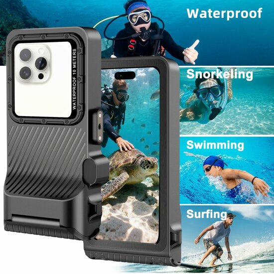 TechProtection IPX8 Pro universeel waterdicht duik hoesje zwart