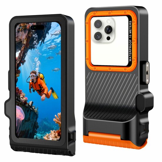 TechProtection IPX8 Pro universeel waterdicht duik hoesje zwart / oranje