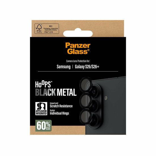 PanzerGlass Hoops Galaxy S26 en S26+ Plus Lens screenprotector zwart