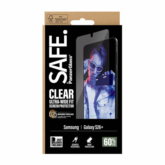 PanzerGlass SAFE Ultra Wide Fit Galaxy S26+ Plus screenprotector
