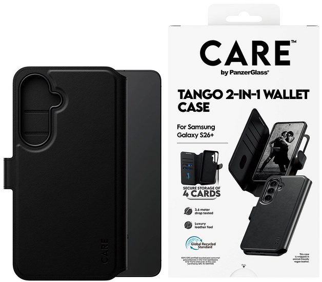 PanzerGlass CARE 2 in 1 Wallet MagSafe Galaxy S26+ Plus hoesje zwart