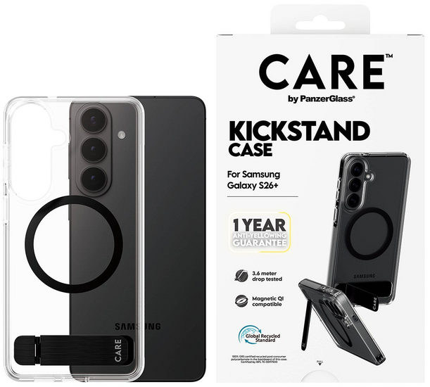 PanzerGlass CARE met kickstand MagSafe Galaxy S26+ Plus hoesje transparant