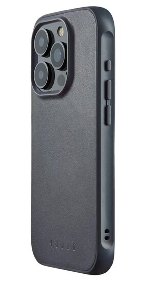 Mujjo leren Shield iPhone 15 Pro hoesje blauw