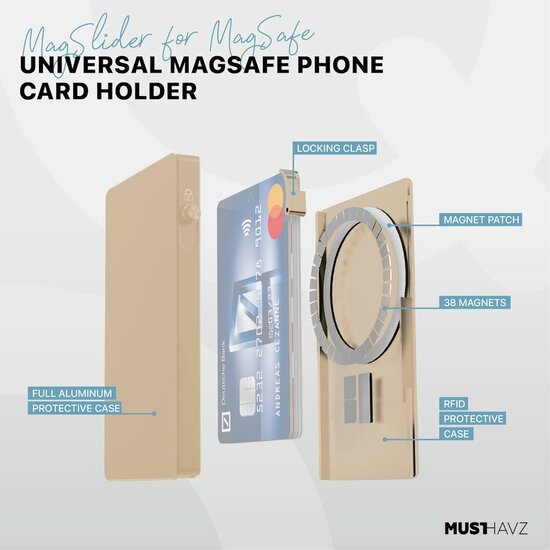 Musthavz MagSlider MagSafe Aluminum wallet titanium