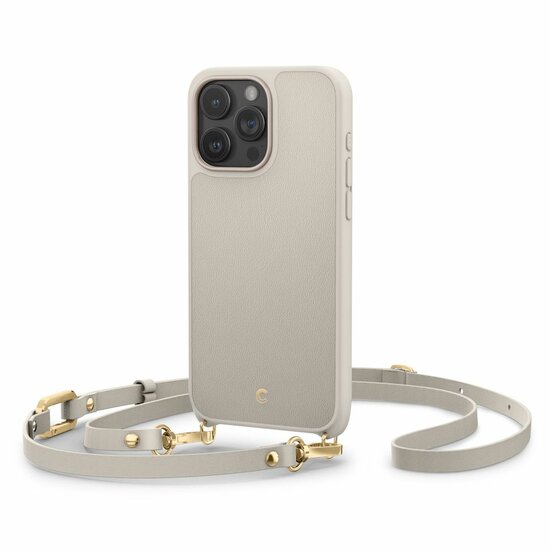 Spigen Cyrill Classic MagSafe iPhone 15 Pro Max hoesje met draagkoord cream