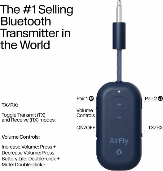 Twelve South AirFly Pro 2 bluetooth adapter blauw