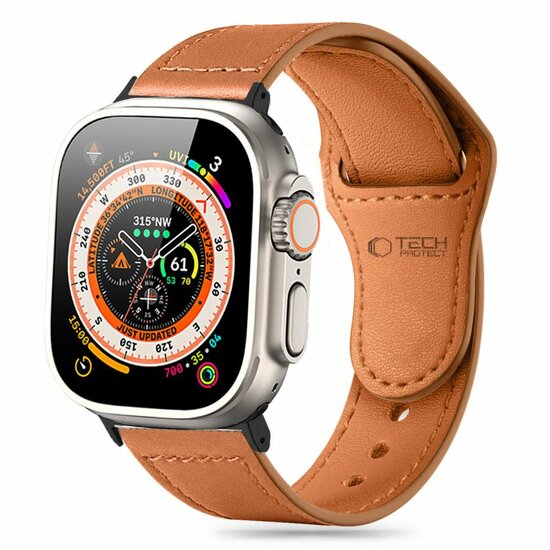 TechProtection leren Apple Watch 49 / 46 / 45 / 44 mm bandje bruin