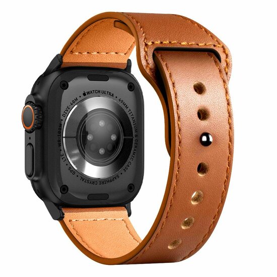 TechProtection leren Apple Watch 49 / 46 / 45 / 44 mm bandje bruin