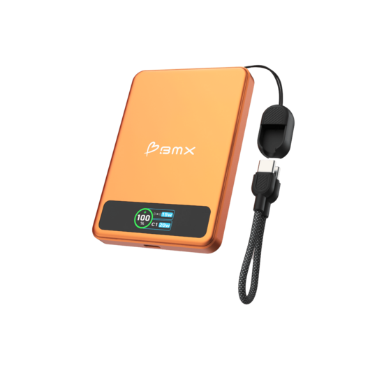 BMX SolidSafe 5 K MagSafe solid-state powerbank 5000 mAh oranje