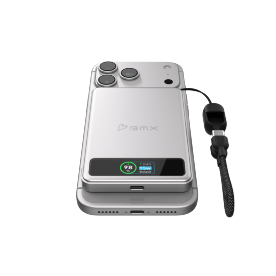 BMX SolidSafe 5 K MagSafe solid-state powerbank 5000 mAh zilver