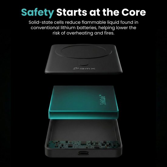 BMX SolidSafe 10 K MagSafe solid-state powerbank 10000 mAh zwart