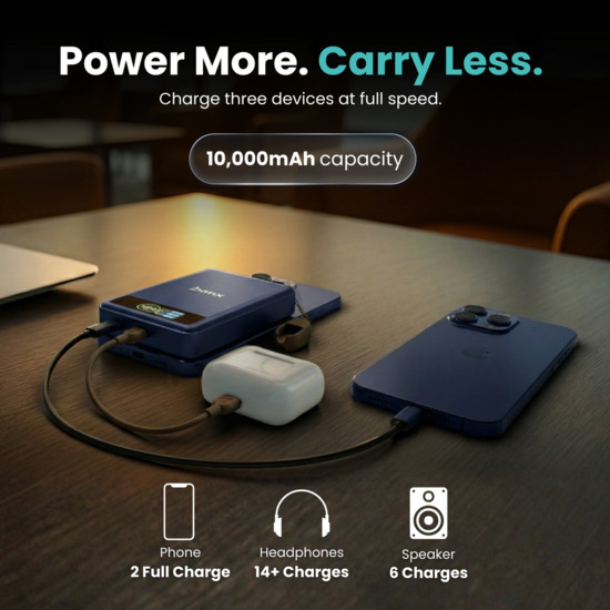 BMX SolidSafe 10 K MagSafe solid-state powerbank 10000 mAh blauw