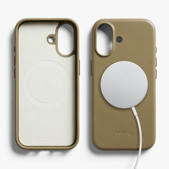 Bellroy leather iPhone 17 hoesje khaki