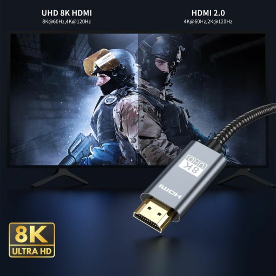 TechProtection&nbsp;HDMI kabel 2.1 4K 120 Hz / 8K 60 Hz 100 centimeter