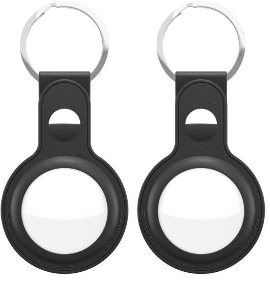 KeyBudz AirTag Leather Keyring hanger zwart 2 pack