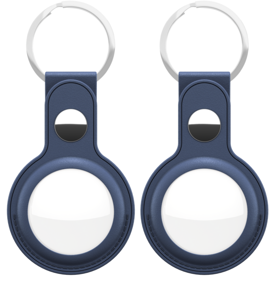 KeyBudz AirTag Leather Keyring hanger blauw 2 pack