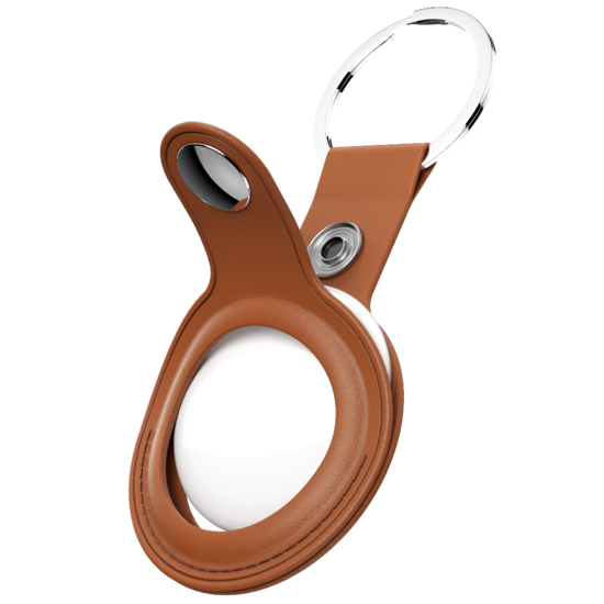 KeyBudz AirTag Leather Keyring hanger tan 2 pack