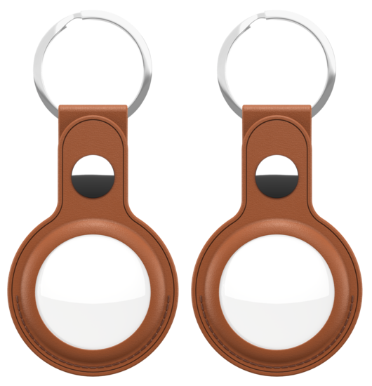 KeyBudz AirTag Leather Keyring hanger tan 2 pack