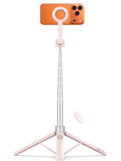 TechProtection View MagSafe Bluetooth Selfie Stick Tripod roze