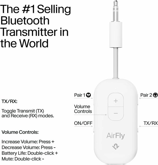 Twelve South AirFly Pro 2 bluetooth adapter zwart