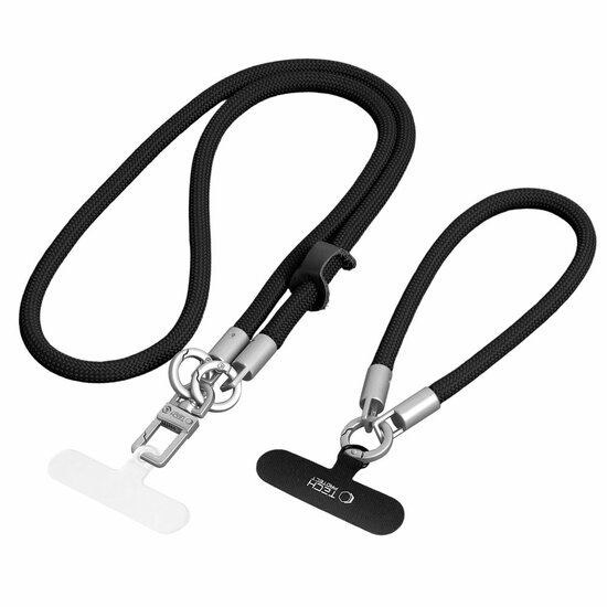 TechProtection Rope draagkoord en polsbandje voor elke telefoon zwart / titanium