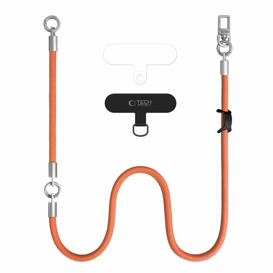 TechProtection Rope draagkoord en polsbandje voor elke telefoon oranje / titanium