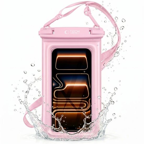 TechProtection universele waterdichte drijvende floating hoesje roze