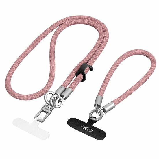 TechProtection Rope draagkoord en polsbandje voor elke telefoon roze / titanium